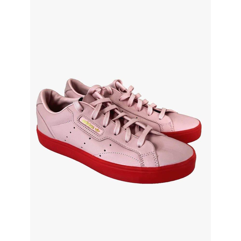 Adidas Originals Sleek Pink Neon Red Leather Sneakers 9.5 Statement Streetwear